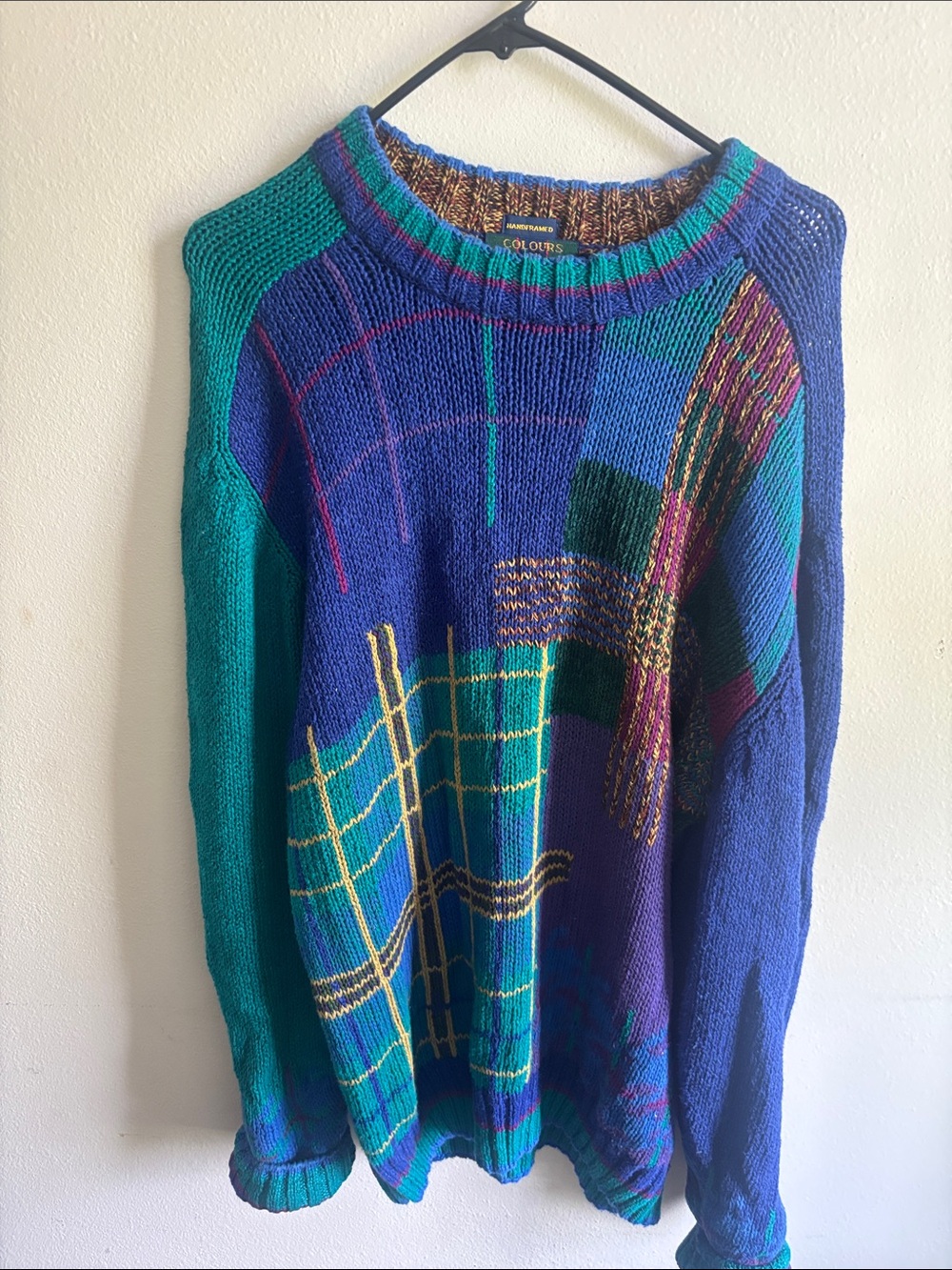 Colours Brand Blue & Teal Pattern Crewneck Sweater